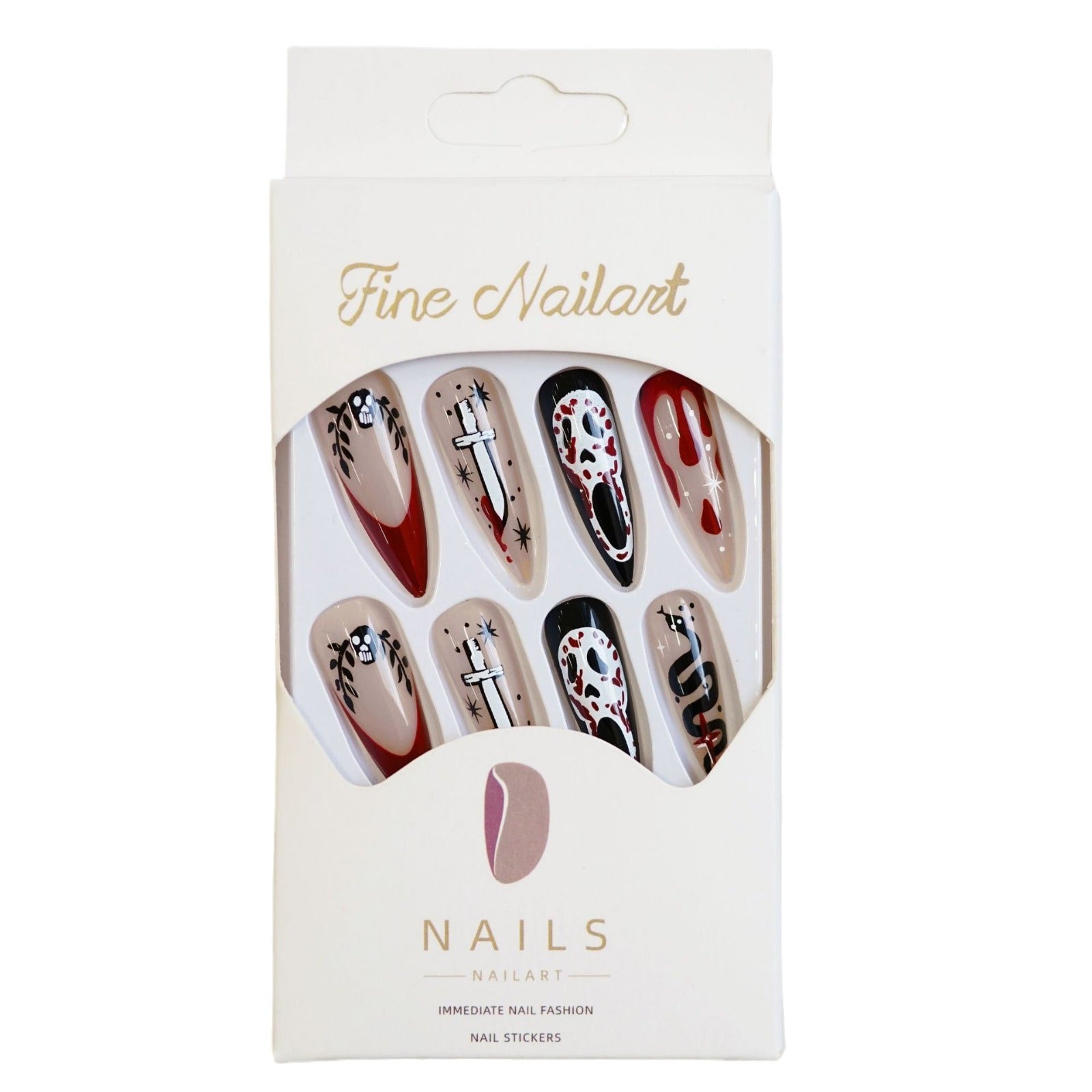 Wholesale 24 Pieces/ box  Horror Snake Blade Nails Kits Nail Stickers