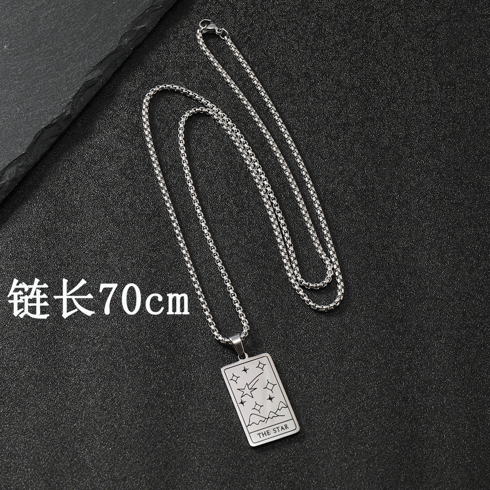 Wholesale Stainless Steel Light Luxury Tarot Pendant Sweater Necklaces ACC-NE-WangG007