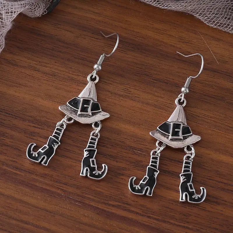 Wholesale Halloween Gothic Wind Witch Hat Boots Pendant Earrings