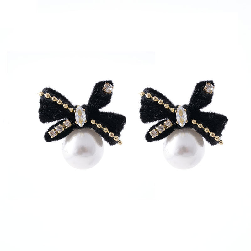 Wholesale Retro Light Luxury Bow Bead Earrings ACC-ES-XiaoCheng012