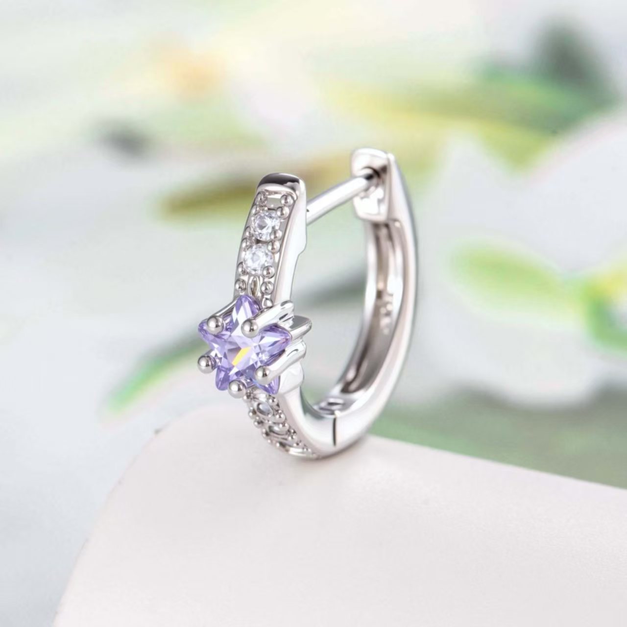 Wholesale Copper Five-Pointed Star Zircon Earrings Simple Style Fashion Jewelry
