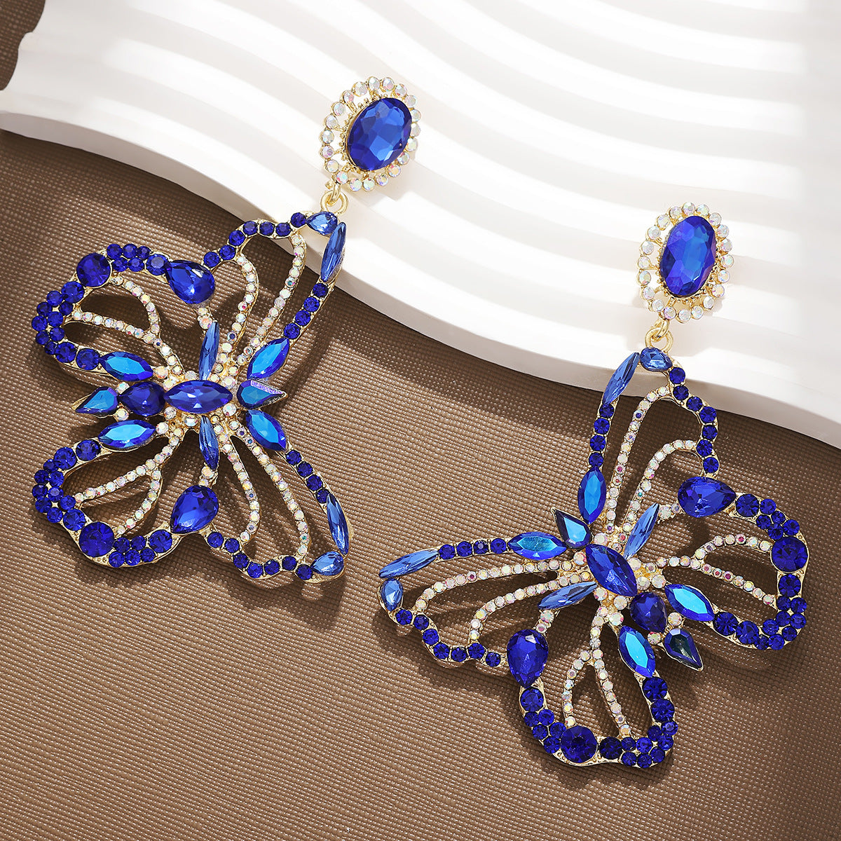 Wholesale Vintage Diamond Hollow Colorful Butterfly Earrings ACC-ES-YiN009