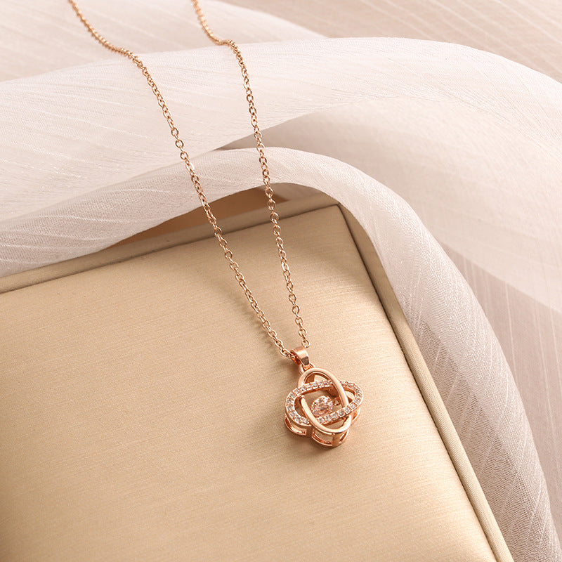 Wholesale Black and White Double-sided Four-leaf Clover Stainless Steel Necklace Light Luxury Necklaces ACC-NE-Nayin003