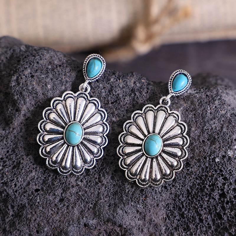 Wholesale Retro Bohemian Oval Red Earrings Alloy Fashion Accessory for Party or Everyday Resale