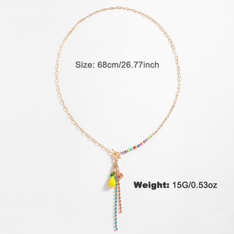 Wholesale Polymer Clay Glass Geometric Metal Pendant Necklaces ACC-NE-KJ002