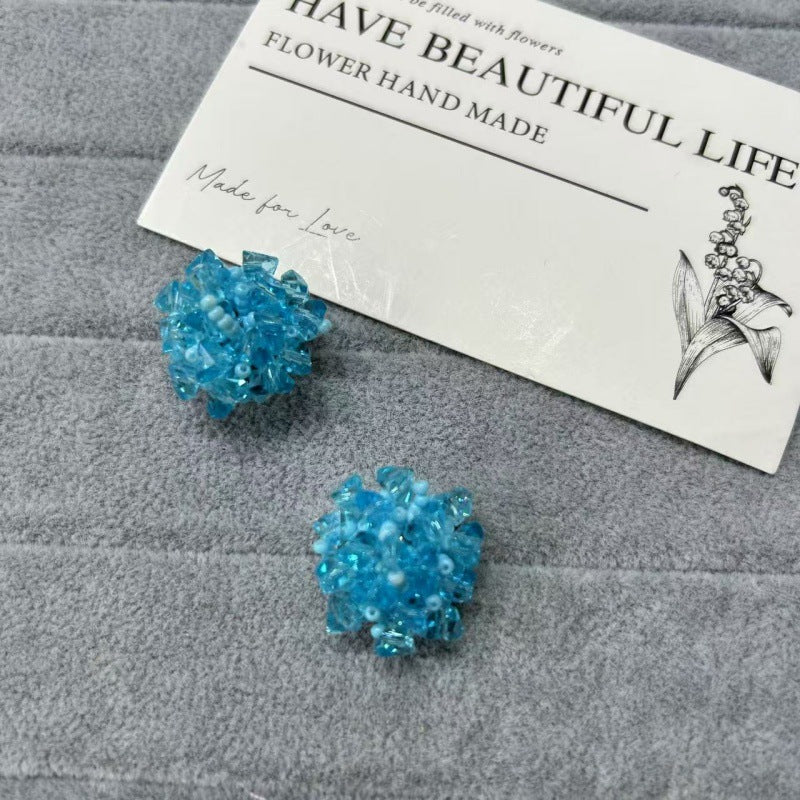Wholesale Beaded Blue Hydrangea Earrings