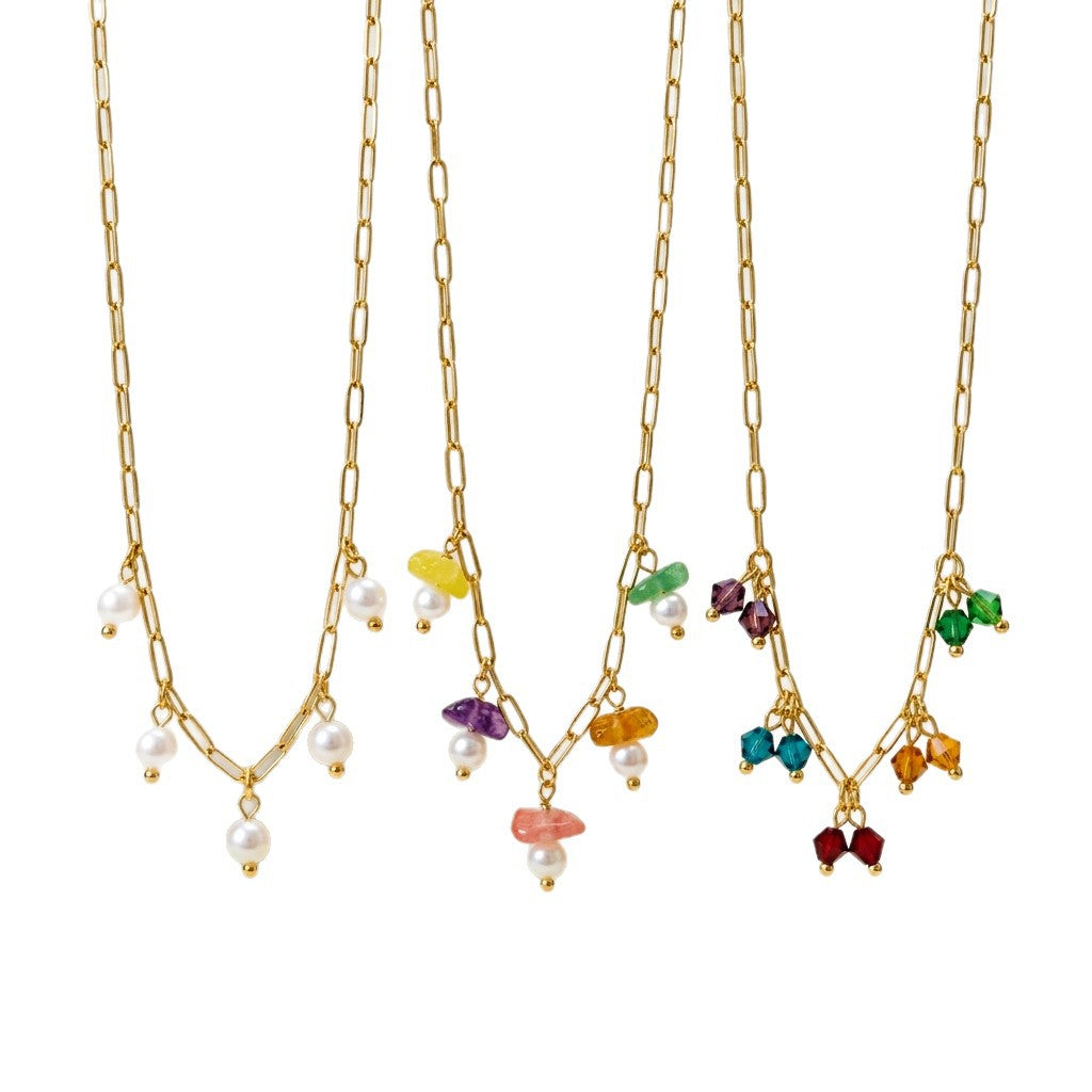 Wholesale Titanium Steel Pearl Multi Pendant Necklace Fashion Jewelry Accessory Women Gift