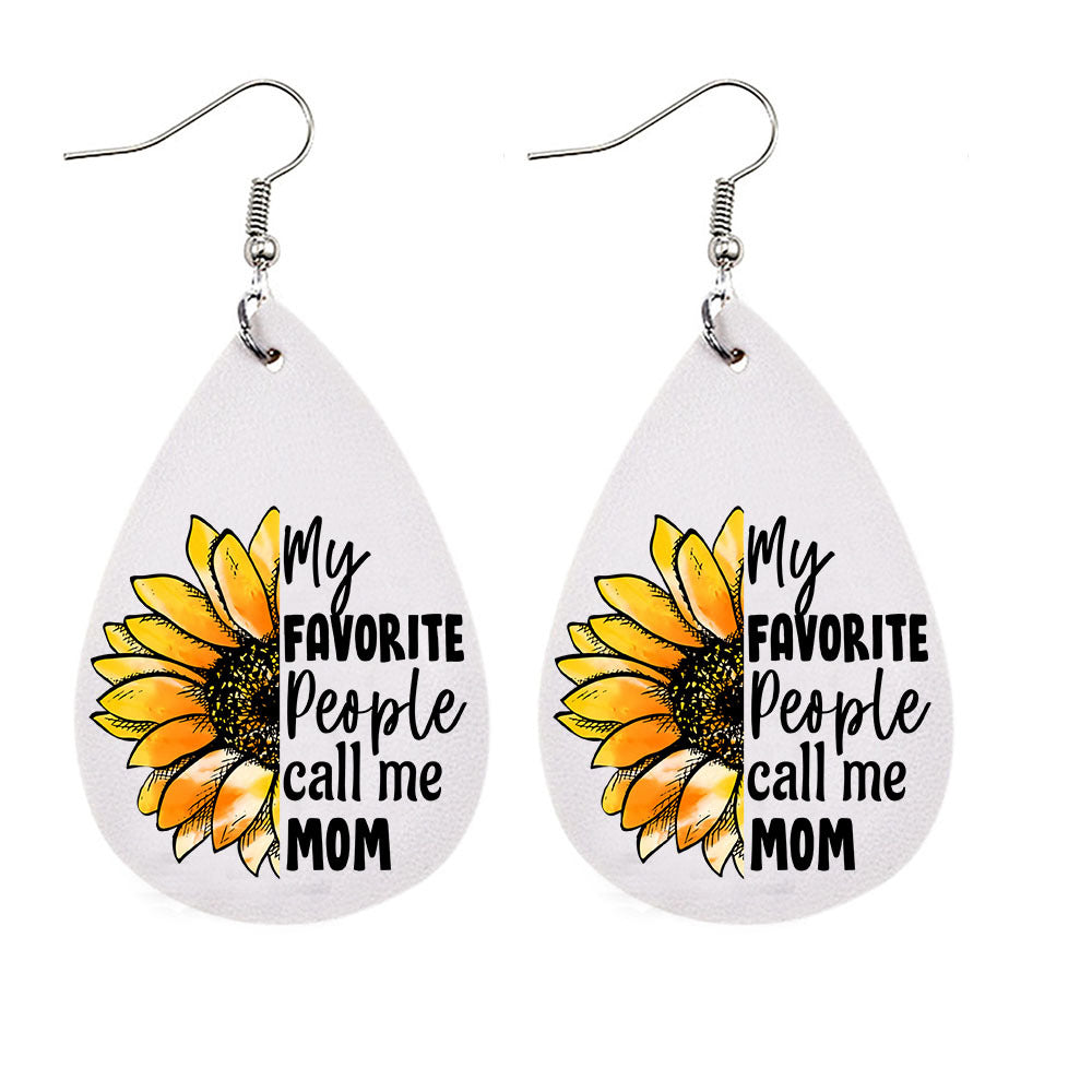 Wholesale MAMA Leopard Mother's Day Leather Earrings ACC-ES-CY006