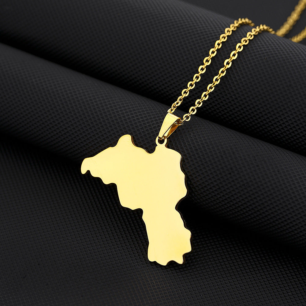 Wholesale Geometric Vintage Drip Oil Pendant Necklace Stainless Steel Jewelry Accessory