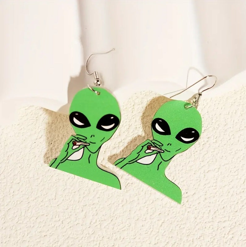Wholesale Fluorescent Green Alien Acrylic Earrings ACC-ES-AnDao021
