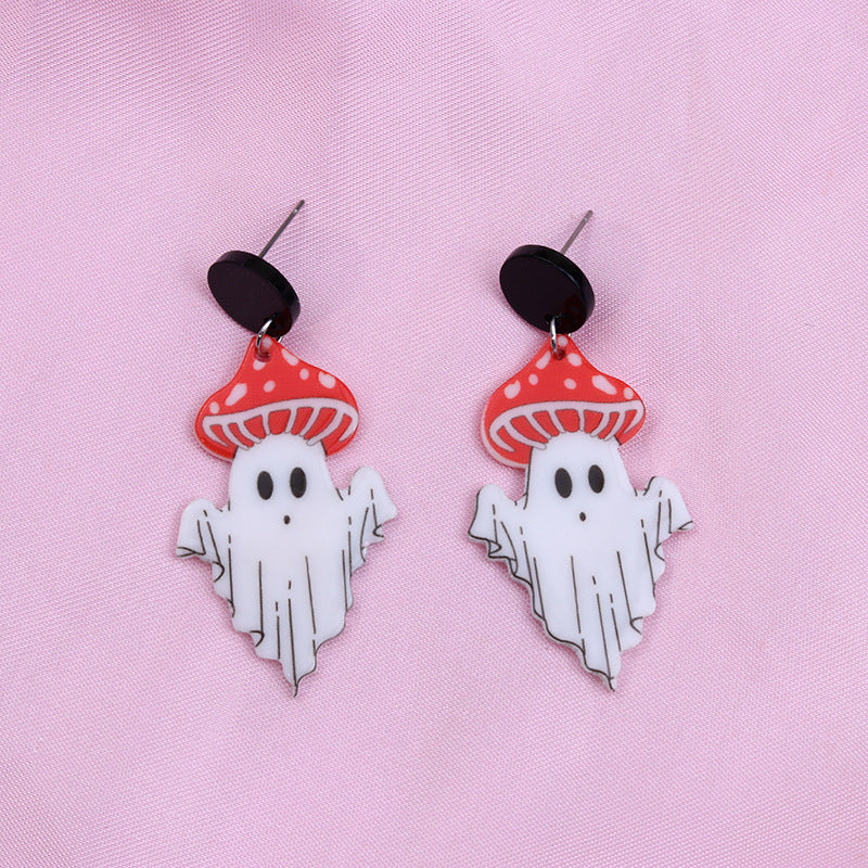 Wholesale Halloween Rainbow Ghost printed acrylic earrings