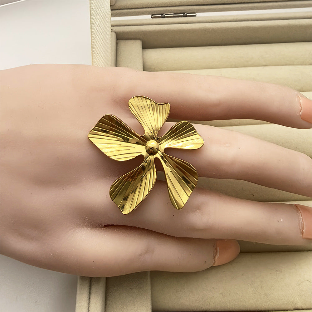 Wholesale Stainless steel  Large Flower and Leaf Rings