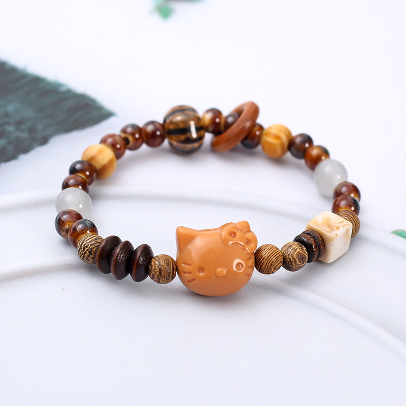 Wholesale Rainbow Cat Paw Ceramic Bead Bracelet,  Trendy Gift for Students,  Handmade Fashion Accessory