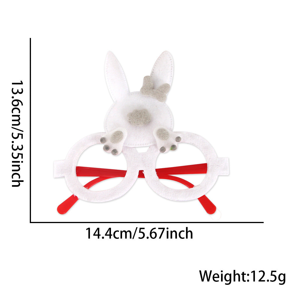 Wholesale  Easter decorations flannel chicken rabbit photo glasses decoration