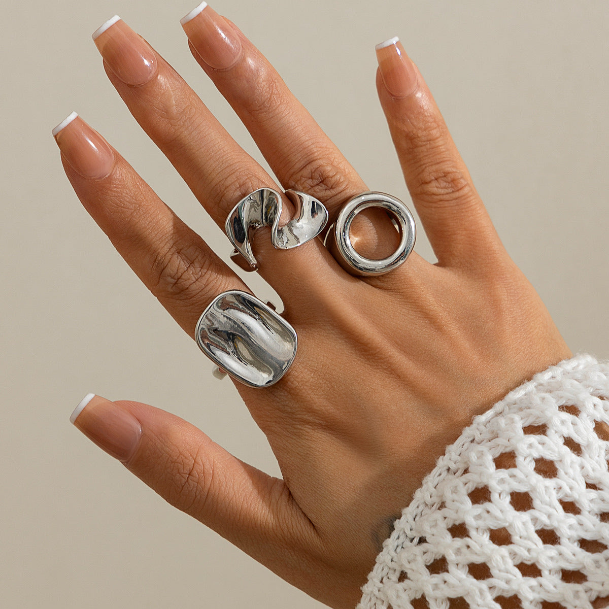 Wholesale Square irregular alloy ring set