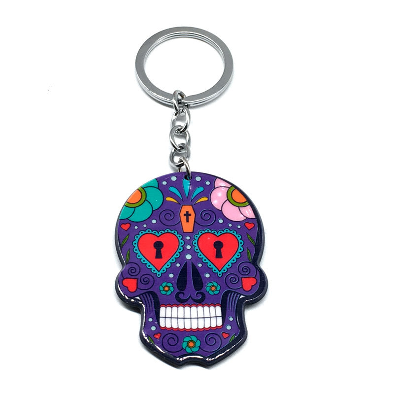 Wholesale Halloween Colorful Acrylic Skull Keychains ACC-KC-Yiyan002