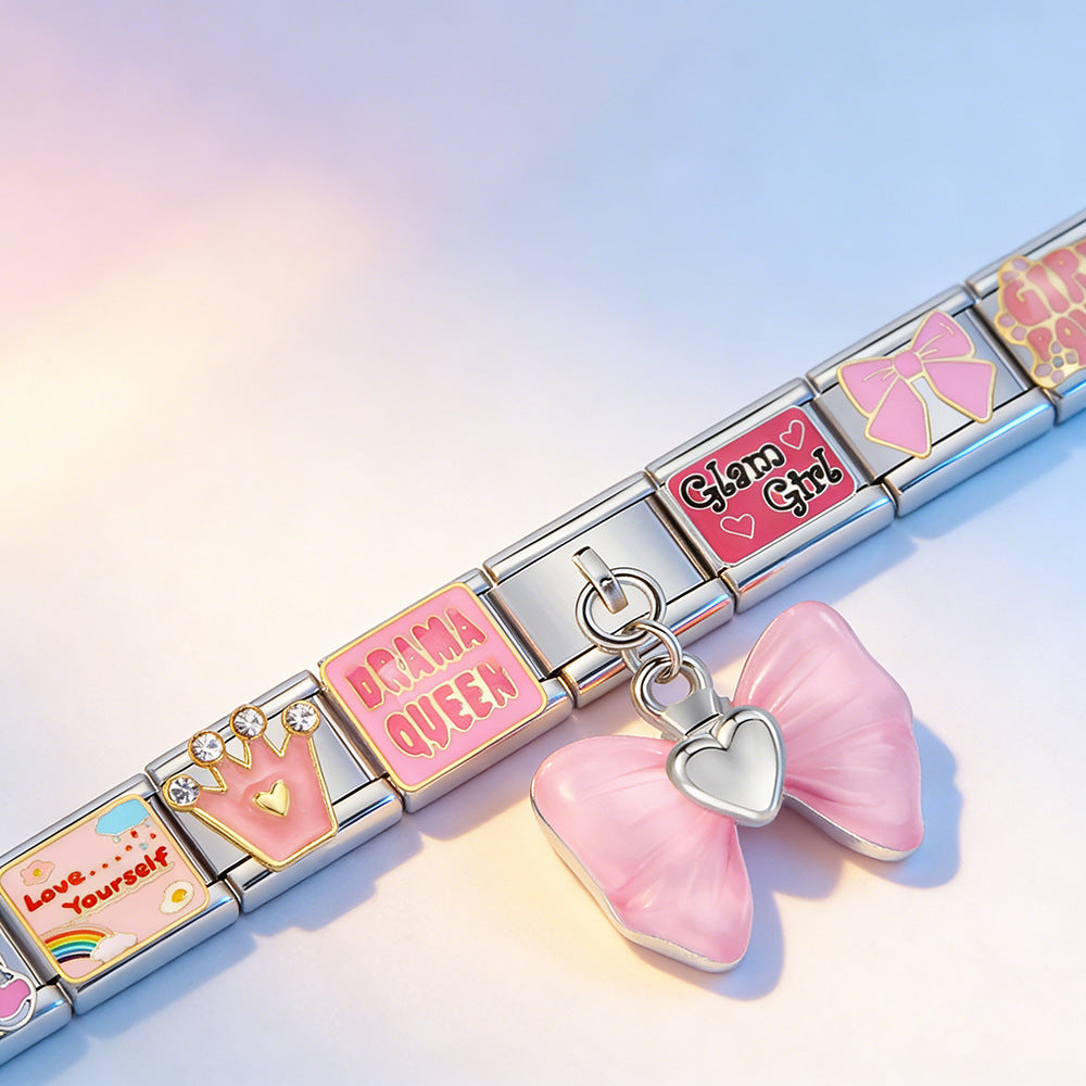 Wholesale 9mm Italian Charm Starter Bracelets DIY square Single Section Creative Stainless Steel Composable Bracelet