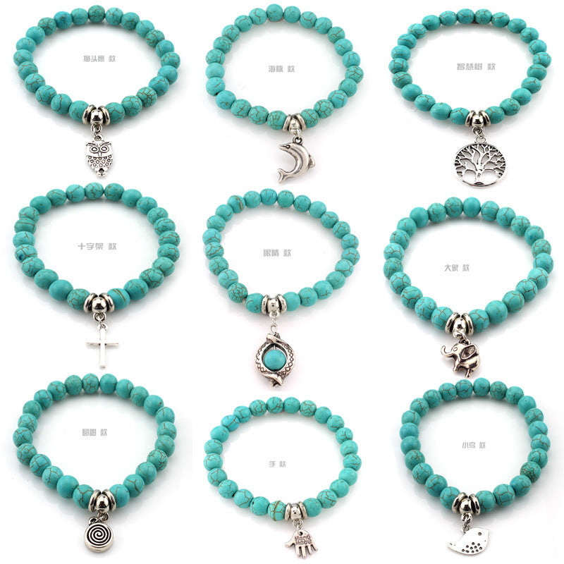 Wholesale Turquoise Beaded Bracelet Beach Turtle Design Travel Commemoration Gift