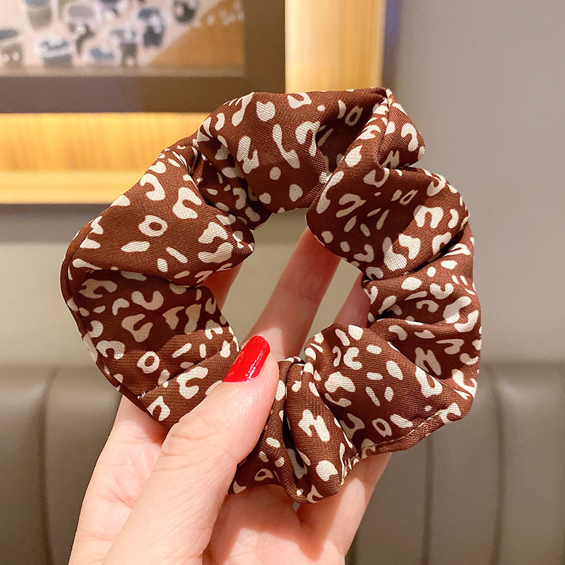 Wholesale Leopard Print Bear Light Luxury Style Milk Tea Color Hair Scrunchies ACC-HS-Huidi024