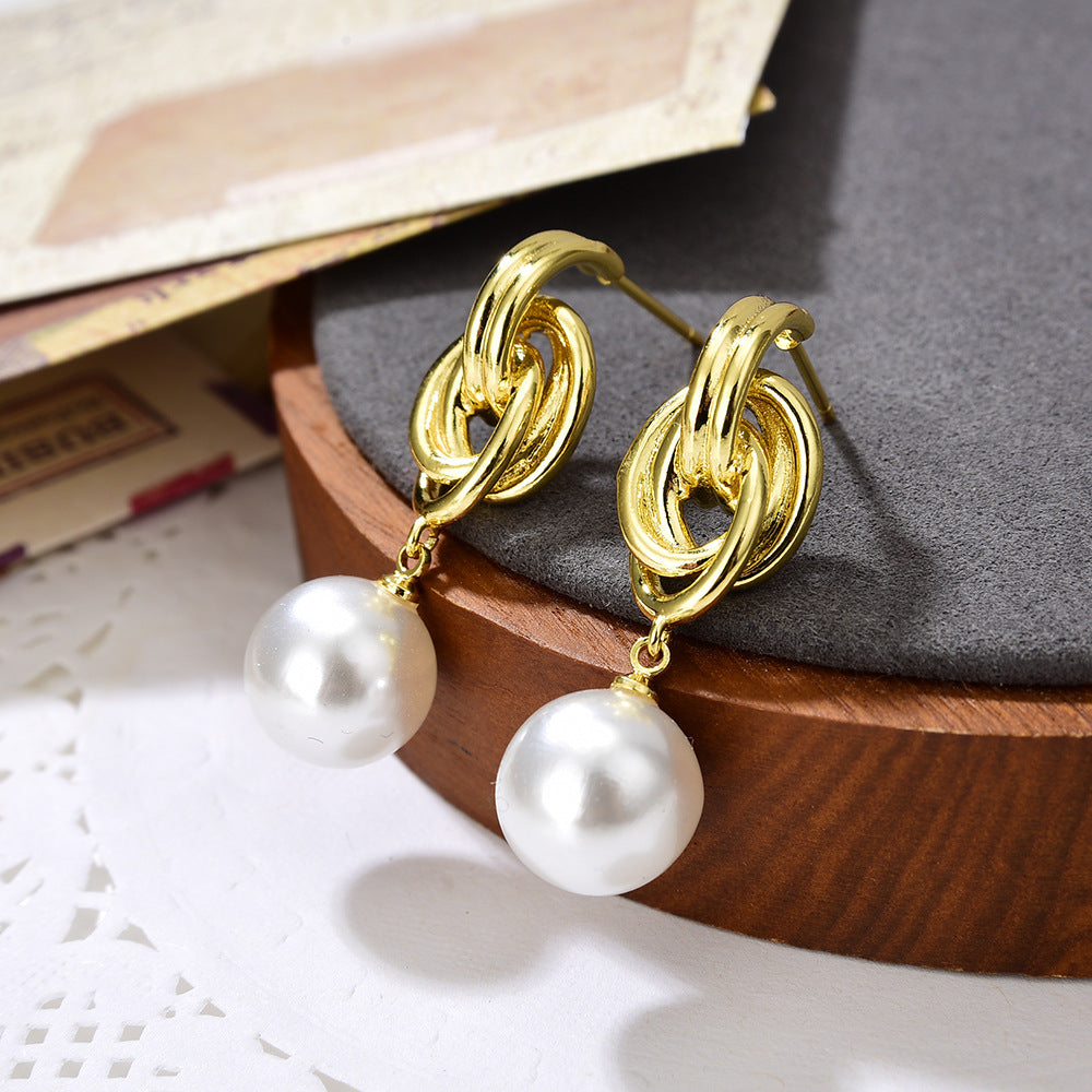 Wholesale  Hoop Wrapped Pearl Earrings