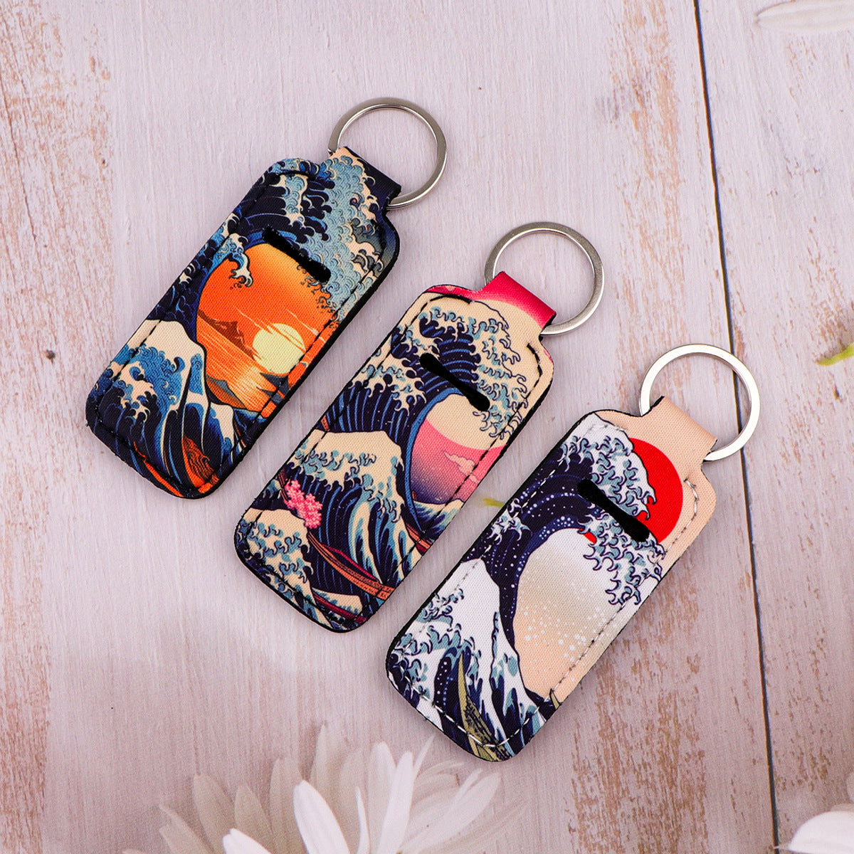 Wholesale 6pcs  Wave Lipstick Protective Case Keychain