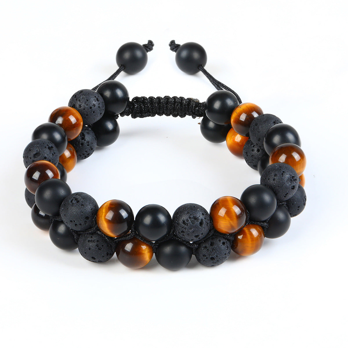 Wholesale Natural Tiger Eye &  Hematite Double Row Bracelet,  Handmade Unisex Everyday Gift Jewelry