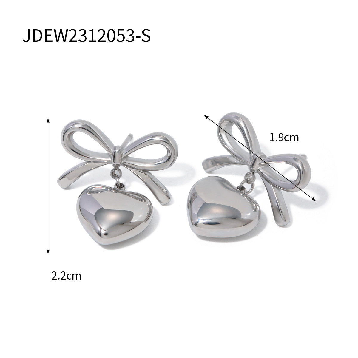 Wholesale stainless steel contrast heart earrings