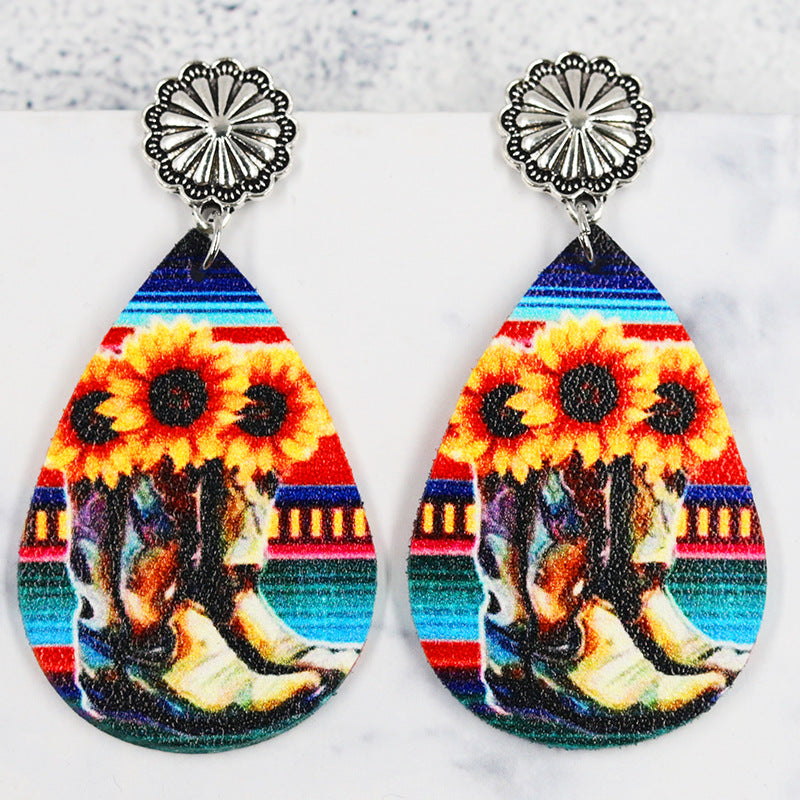 Wholesale Leather water drop earrings