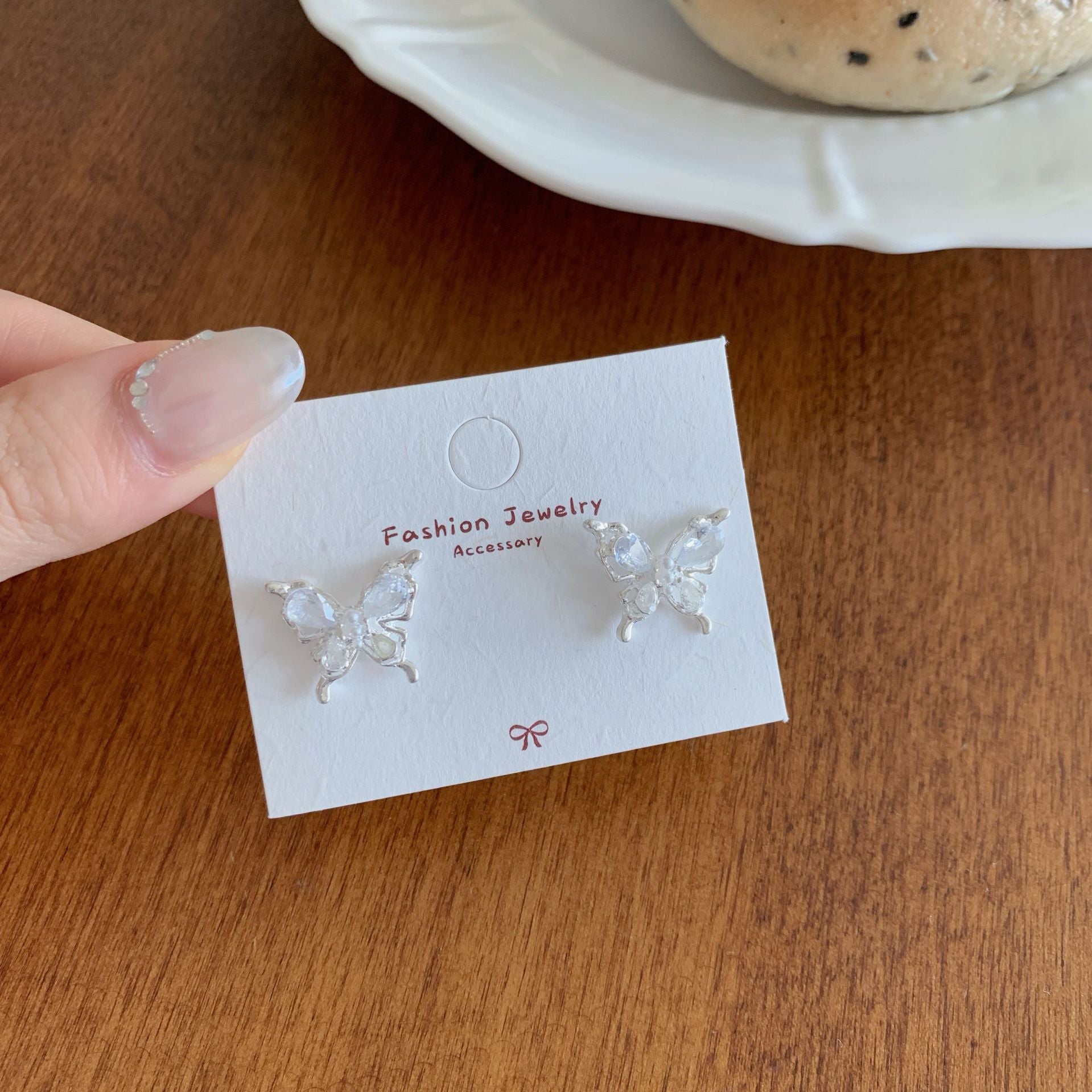 Wholesale Zircon Bow Heart Earrings