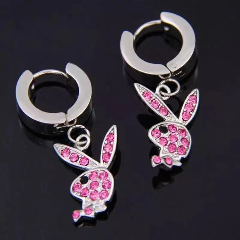 Wholesale Stainless Steel Bunny Punk Earrings Necklace