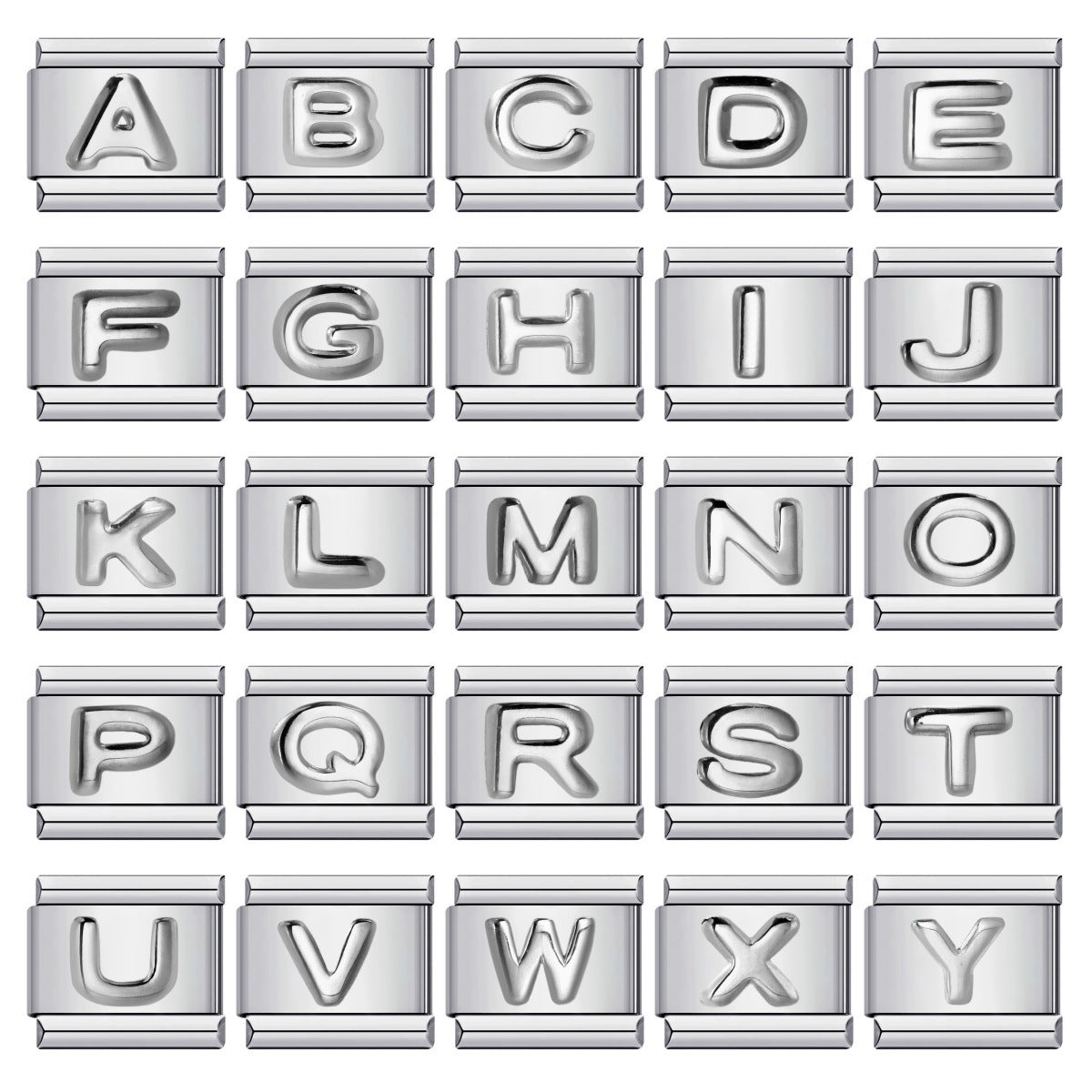 Wholesale Fashion Stainless Steel Convex Letter Italian Module Bracelet,  DIY Elastic Splicing Chain,  Gift Jewelry Accessory