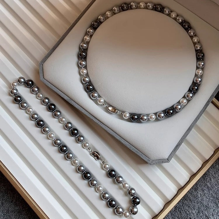 Wholesale Stainless steel Black Mixed Color Pearl Necklace