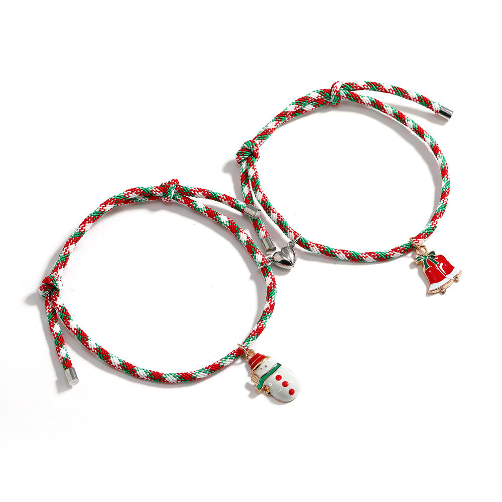 Wholesale Christmas Santa Claus Love Heart Magnet Adjustable Bracelet ACC-BT-DingZhou002