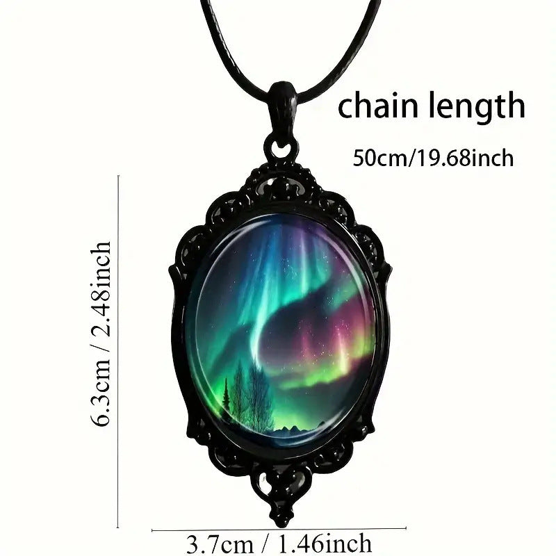 Wholesale Aurora Landscape Inlaid Glass Pendant Necklaces ACC-NE-MLR004