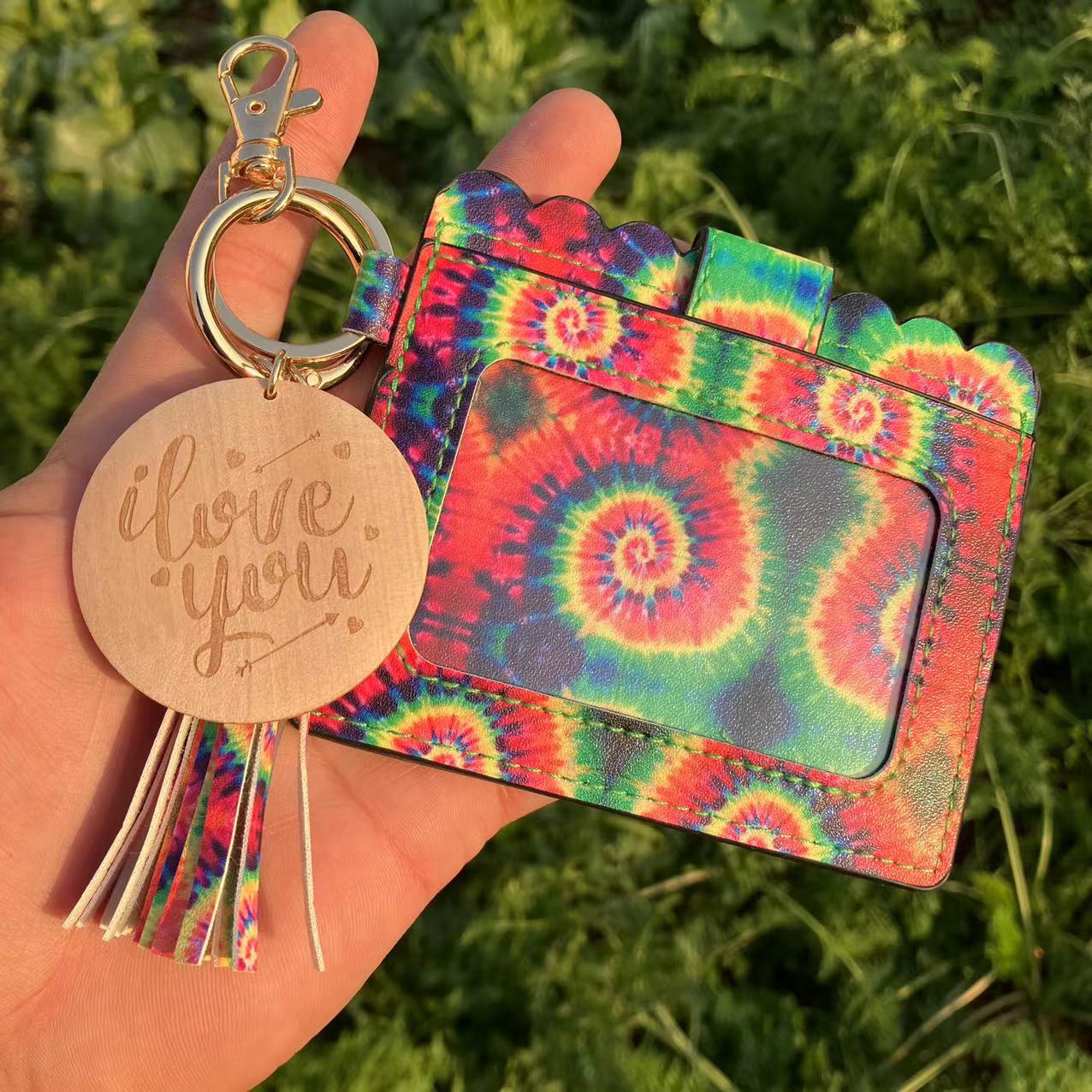Wholesale Butterfly Leopard Cactus Tie Dye Card Holder Keychain Wristlet Keychain ACC-KC-QiuXue016