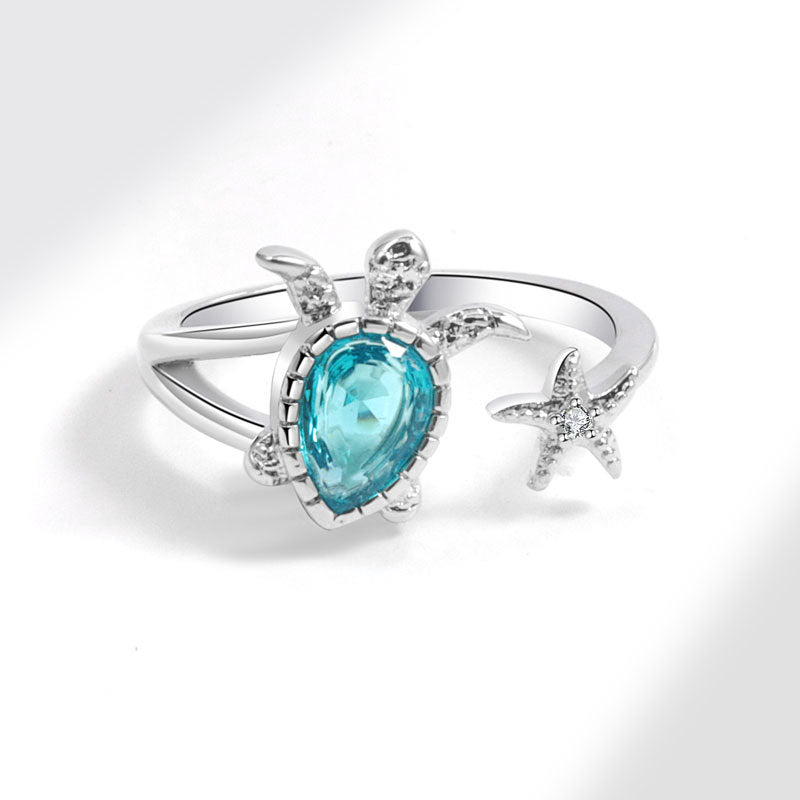 Wholesale Copper Electroplated White Gold Ocean Animal Ring Women' s Fashion Jewelry Accessory