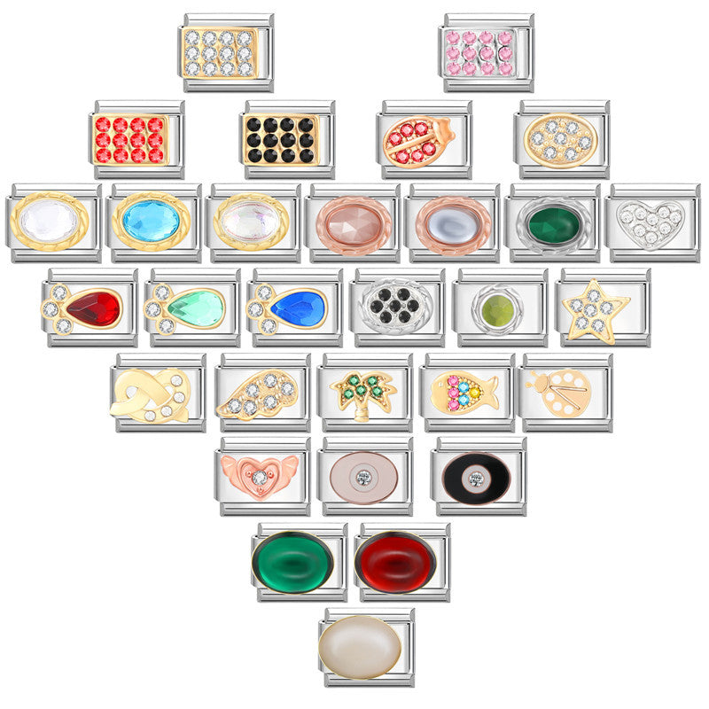 Wholesale Italian modular bracelet 9mm DIY splicing detachable simple pattern stainless steel combinable bracelet