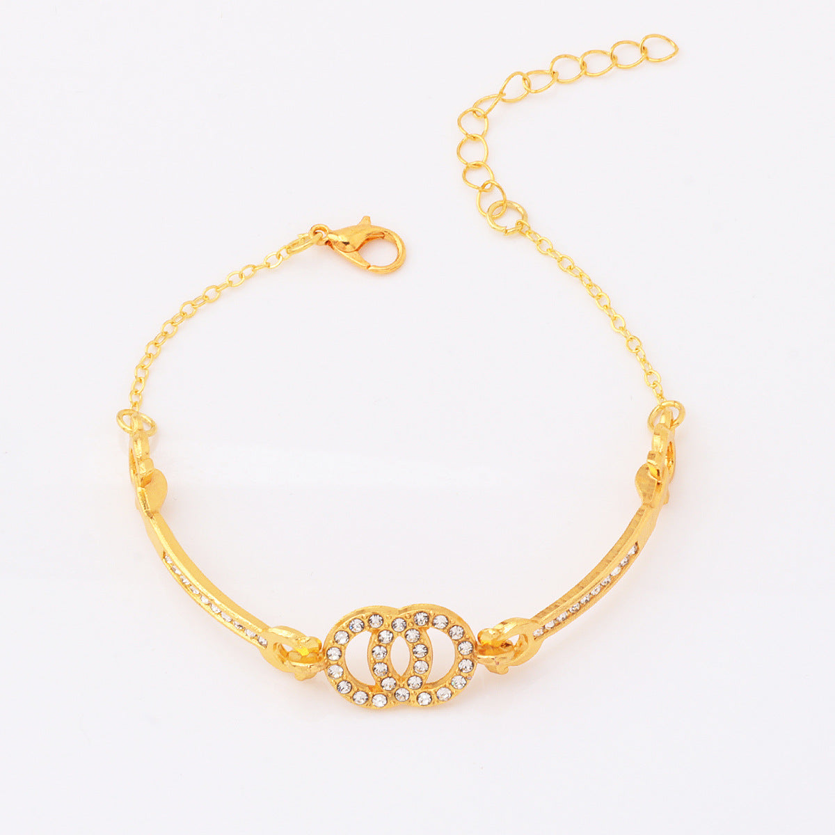 Wholesale Trendy Four-Leaf Clover Crystal Women' s Bracelet Gold Alloy Electroplated Jewelry Accessory ACCVIP