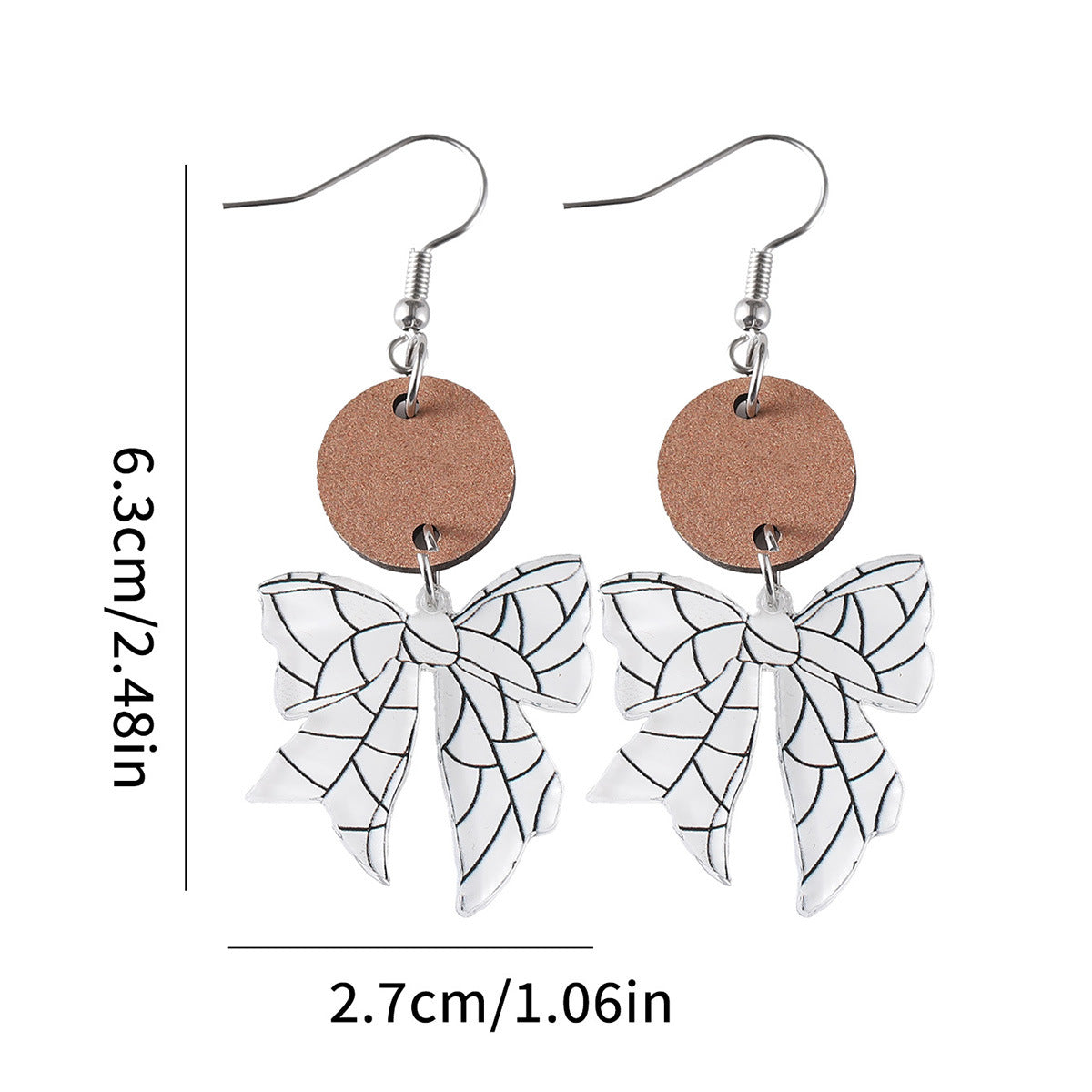 Wholesale Sports style ball bow disc stitching pendant earrings