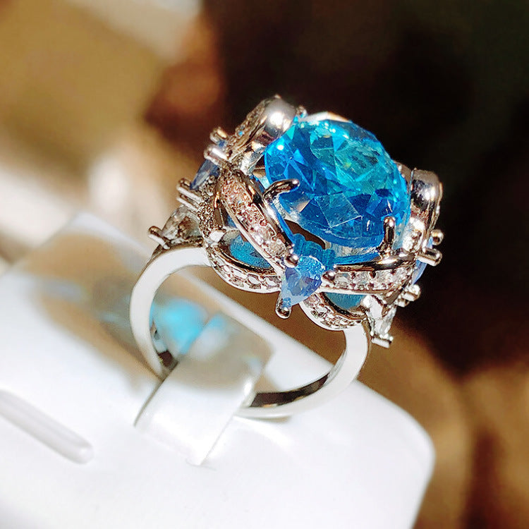 Wholesale  opening adjustable luxury inlaid full diamond mask ring