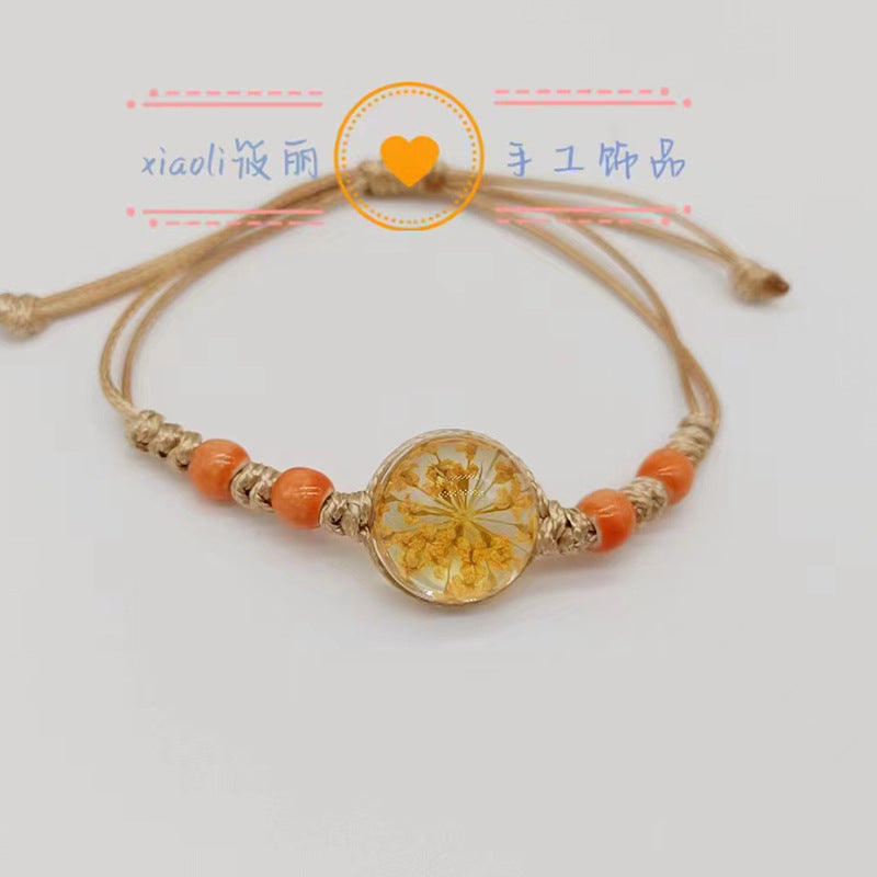 Wholesale Handwoven Colorful Ceramic Beads Natural Real Flower Bracelet ACC-BT-Youl011