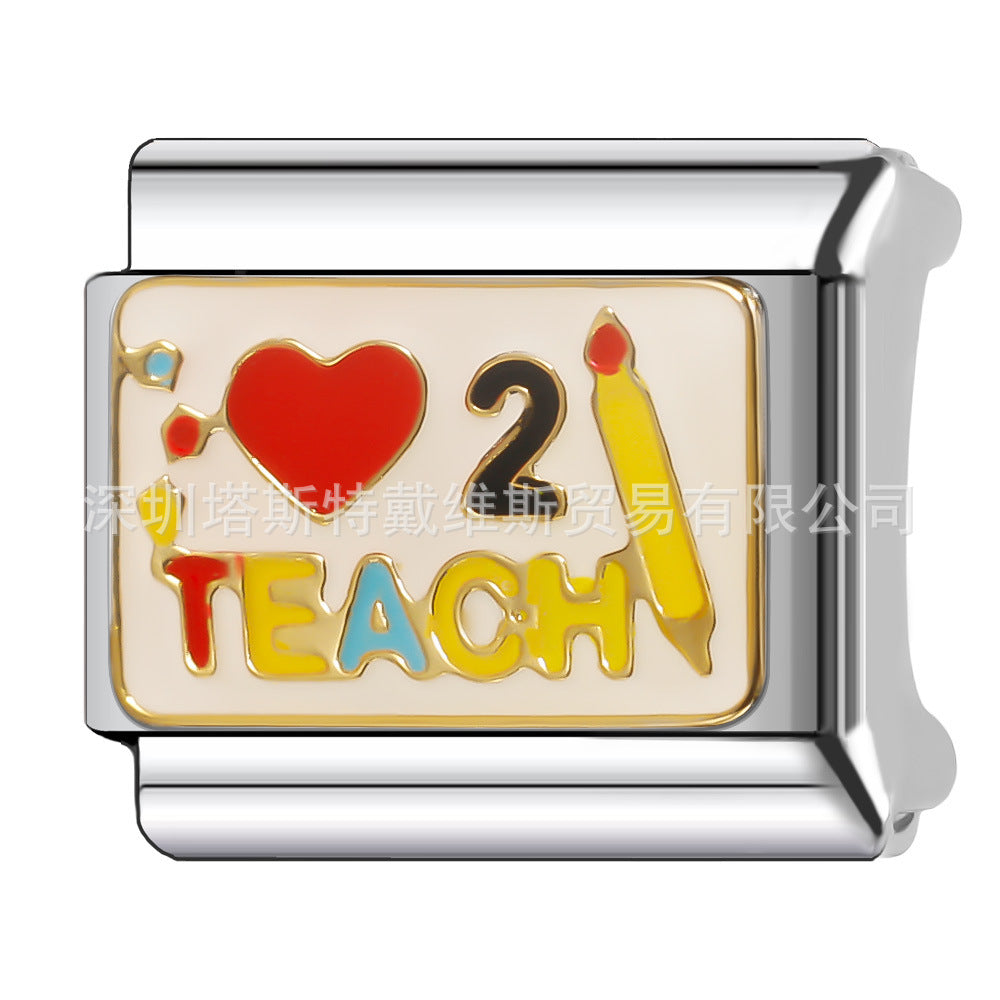 Wholesale  Italian Charm Bracelet 9mm DIY Single Section Creative Stainless Steel Composable Bracelet