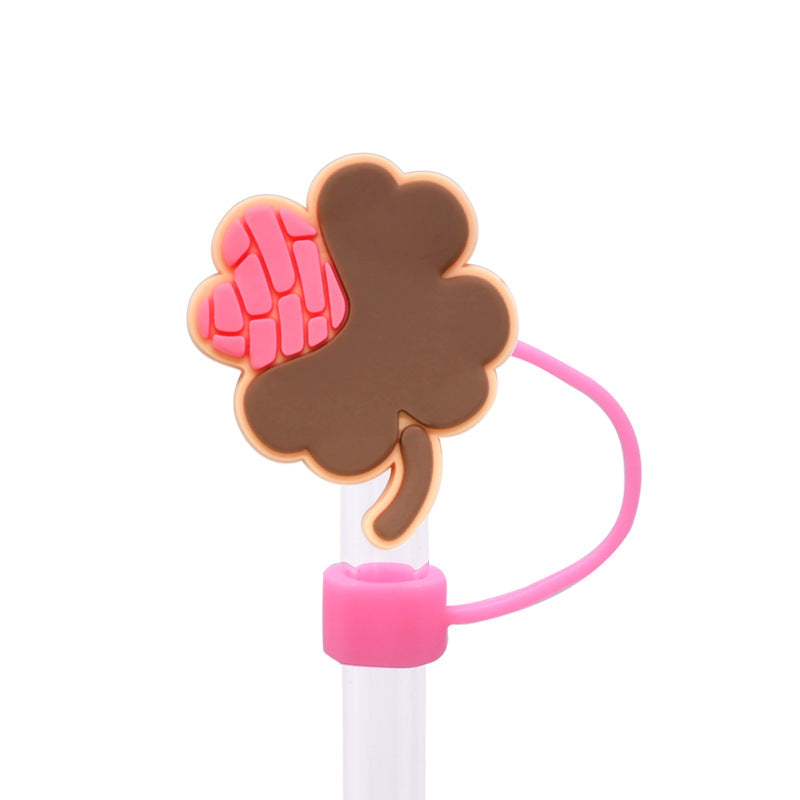 Wholesale Random 100pcs Bread Series Straw Cover 10MM Straw Tube Cap