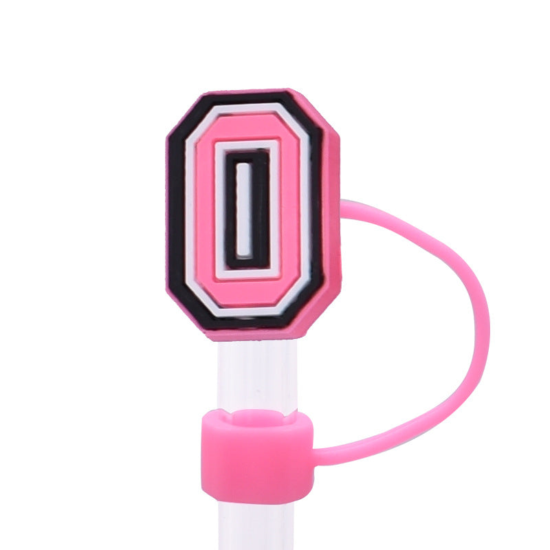 Wholesale Random 100pcs Pink letter cartoon Straw Cover Straw Tube Cap