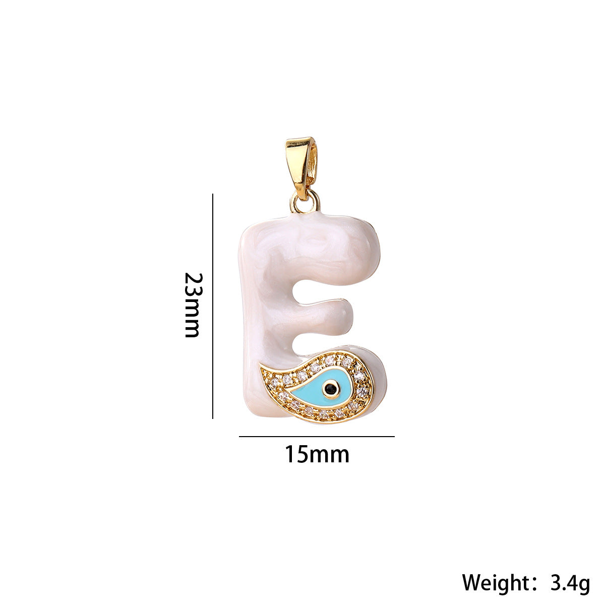 Wholesale Evil Eye Letter Pendant 16K Gold Plated Copper With Zircon Fashion Decorative Accessory DIY Jewelry Charm Boutique Gift Resale