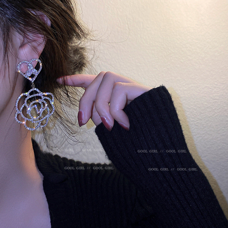 Wholesale 925 Silver Needle  Exaggerated Temperament Full Diamond Earrings