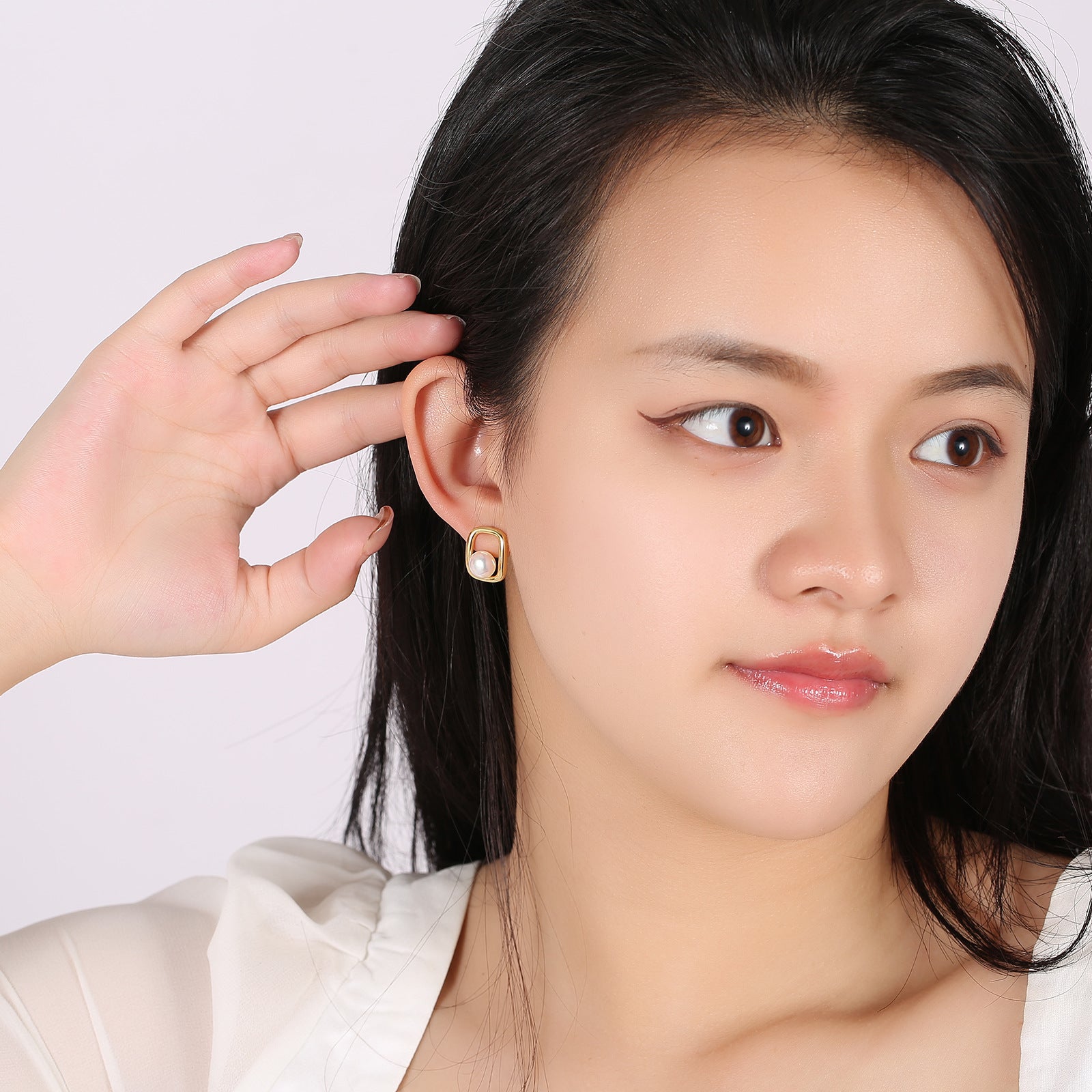 Wholesale s925 silver needle pearl earrings