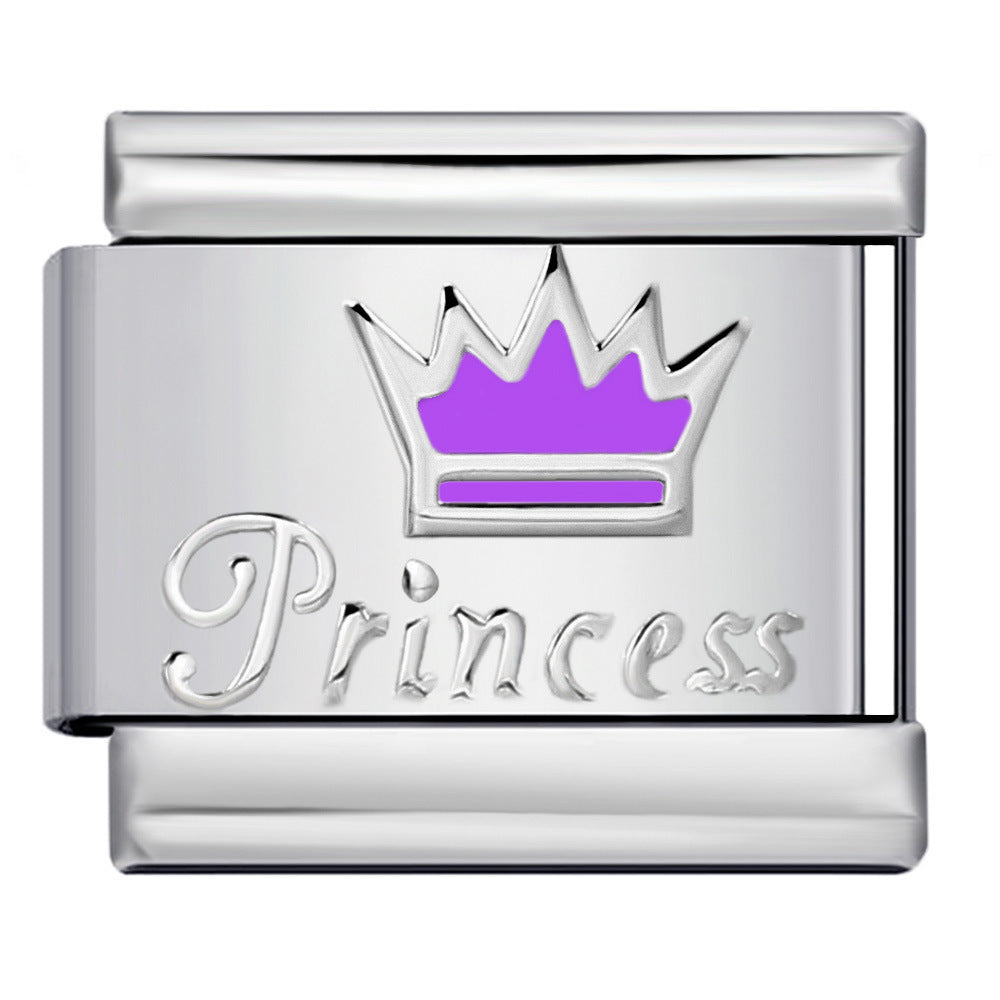 Wholesale Italian Charm Bracelet 9mm DIY Colorful Enamel Crown Series  Creative Stainless Steel Composable Bracelet