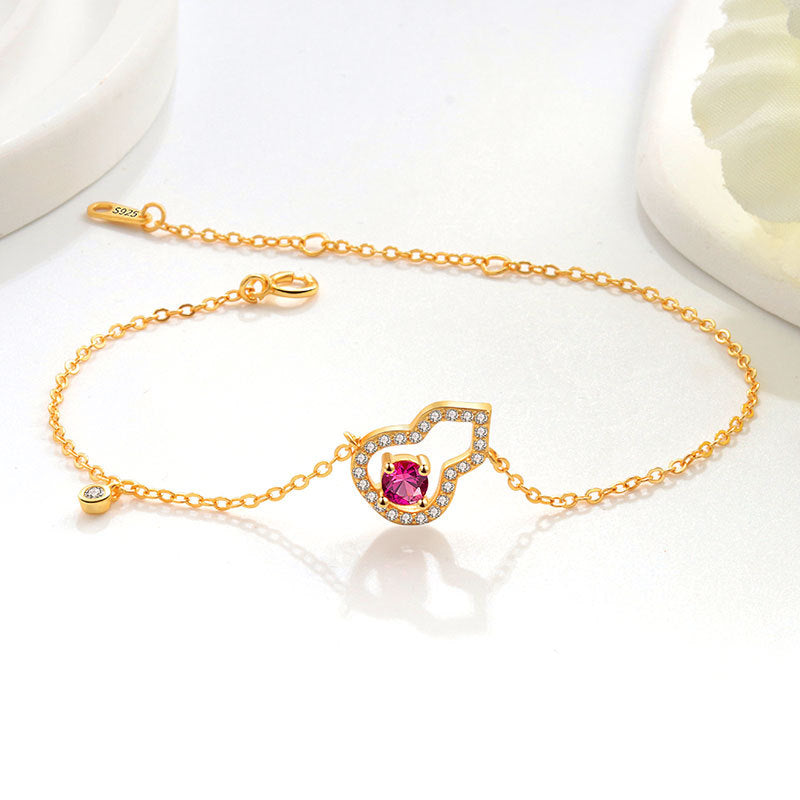 Wholesale S925 Sterling Silver Plated 18K Gold Hollow Gourd Shape Pendant Necklace