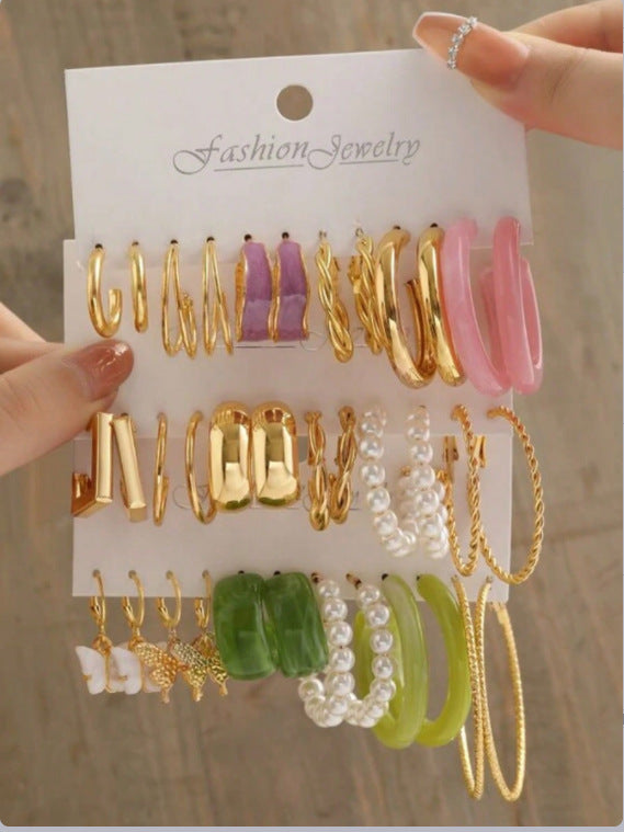 Wholesale Vintage Leopard Acrylic C-Shaped Acetate Earring Sets ACC-ES-MY025